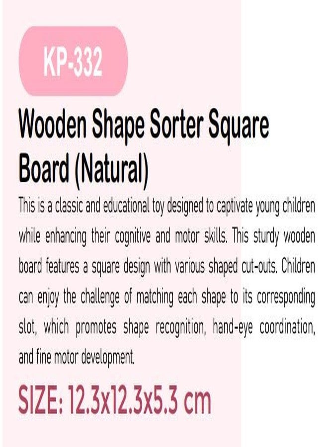 EDUTOTS Wooden Shape Sorting Square Board (Natural) for Unisex Kids | Wooden Montessori Toy | - Image 2